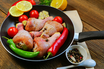 raw chicken drumsticks with spices