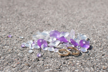 wedding rings with purple gems