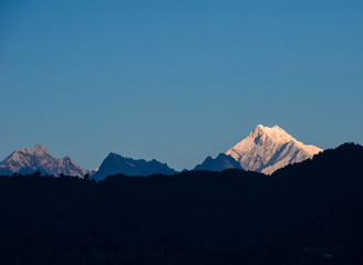 Kanchenjunga peak viewed from Gangtok, India