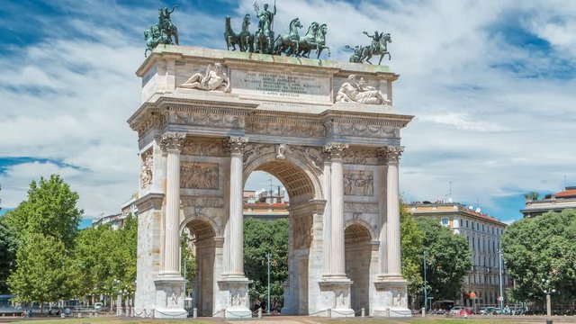 Arch of Peace in Simplon Square timelapse. It is a neoclassical triumph arch