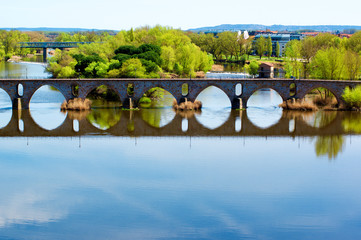 Bridge Puente de Piedra across River Douro in Zamora