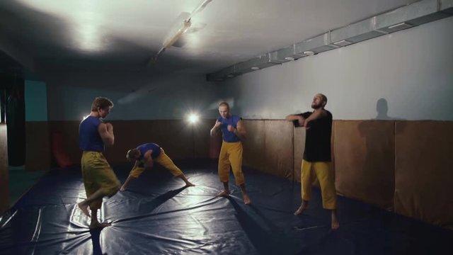 Modern cossacks workout free fight in the gym in 4K