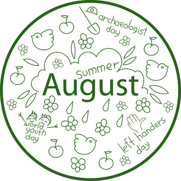 the month of August. holiday dates