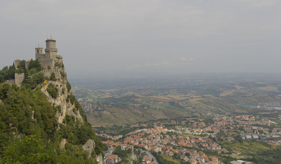 Fototapeta na wymiar Panorama view of the San Marino fortress