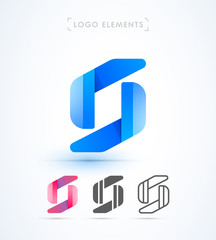 Vector letter S logo template. Material design, flat, line-art styles. Company symbol or app icon