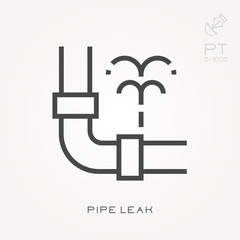 Line icon pipe leak