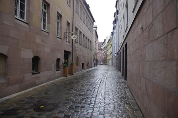Fototapeta na wymiar 雨のニュルンベルク旧市街