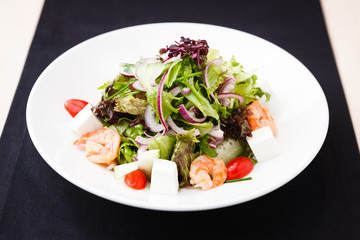 Greek salad with shrimp