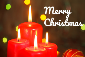 Christmas still life with candles. greeting card