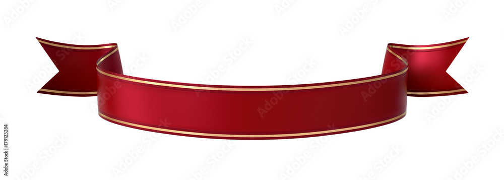 Canvas Prints red ribbon banner with gold border - arc down and wavy ends