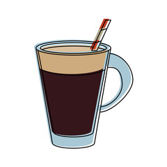coffee in glass cup beverage icon image vector illustration design 