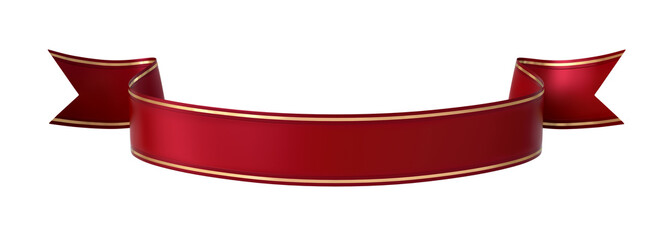 Red ribbon banner with gold border - arc down and wavy ends