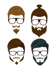 Hipster beard hair and accesories icon vector illustration graphic design