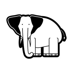 flat line  monchromatic elephant over  white background  vector illustration