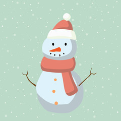 Christmas vector card with a snowman