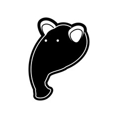 flat line  monchromatic  tapir face over  white background  vector illustration