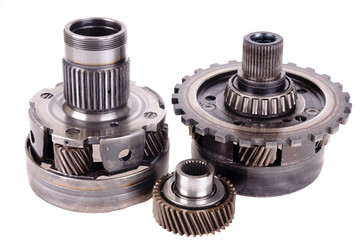 Automotive gear and bearings isolated on a white background