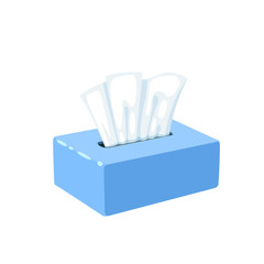 Box with disposable paper handkerchiefs. Vector illustration cartoon flat icon isolated on white. - obrazy, fototapety, plakaty