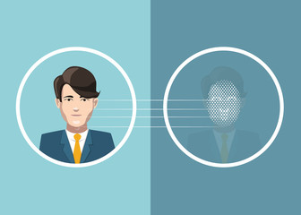 Man face scan identification, concept illustration