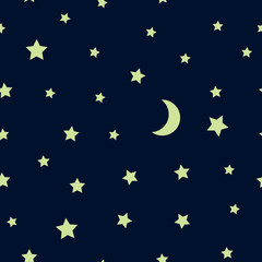 seamless pattern with night sky and stars, vector