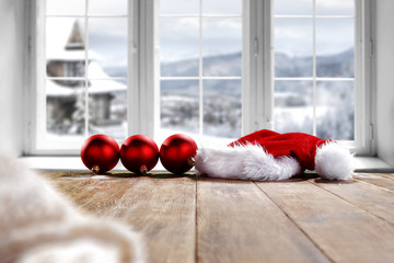 desk and winter window 