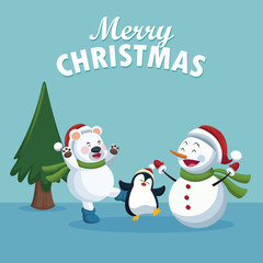 Merry christmas cartoon icon vector illustration graphic design