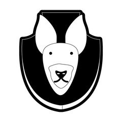 flat line monchromatic animal trophy with deer  over white background  vector illustration