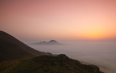 Fototapeta premium Misty morning in Central Bohemian Highlands, Czech Republic