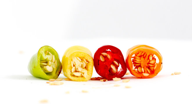 image of a colorful chili pepper on white