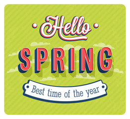 Hello spring typographic design.