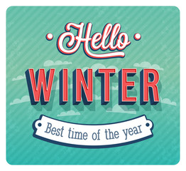 Hello winter typographic design.