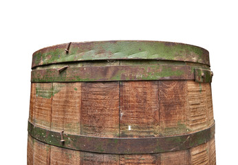 Detail of a Textured wooden and iron brewery barrel