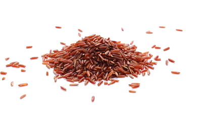 Red wild rice pile isolated on white background