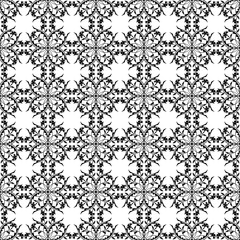 Vector seamless pattern. Black and white Stylized floral ornament.