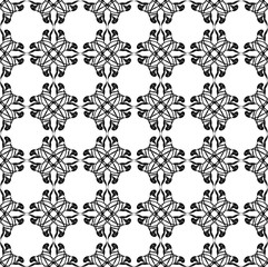 Vector seamless pattern. Black and white Stylized floral ornament.