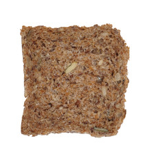 Slice of whole meal toast isolated on a white background. Integral bread.