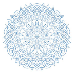 Unique mandala design. Ornamental pattern for coloring book pages. Circle ornament for henna tattoo design.