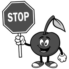 Cherry with Stop Sign Illustration
