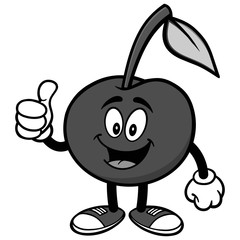 Cherry with Thumbs Up Illustration