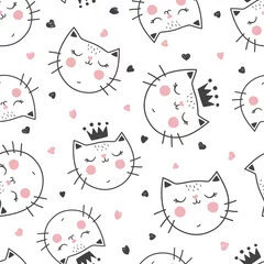 Velours gordijnen Katten koningin kat patroon