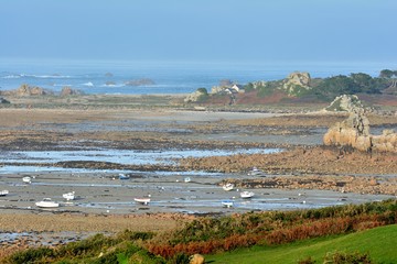 Paysage de mer en Bretagne par marée basse