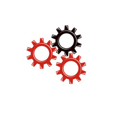 Vector engineering gear illustration. Industry and machinery concept, working class and proletariat theme, socialism idea.