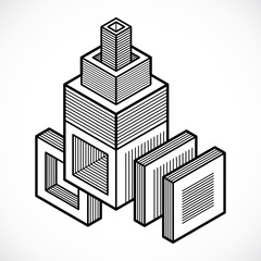 Vector abstract 3d geometric shape, polygonal figure.