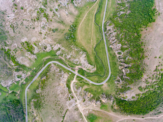 Aerial view of Dobrogea Gorges near Delta Dunari and Constanta Romania
