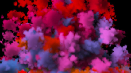 Colorful smoke on dark background. 3d rendering