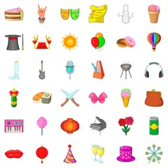 Flower icons set, cartoon style