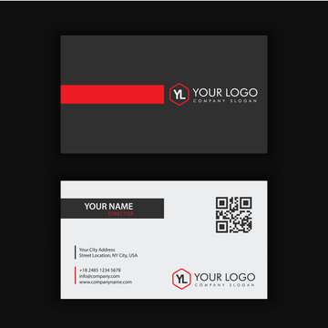 Modern Creative and Clean Business Card Template with Red Black color