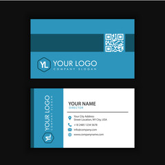 Modern Creative and Clean Business Card Template with blue dark color