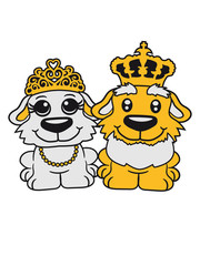 alt opa könig king paar pärchen liebe verliebt team tiger bär königin prinzessin krone schön hübsch frau weiblich girl sitzen klein kind lustig hund welpe süß niedlich haustier comic cartoon