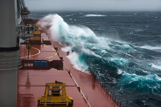 Heavy storm in north Pacific from cargo ship